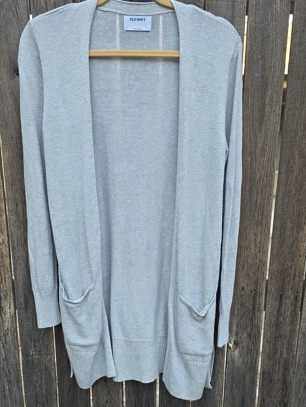 Old Navy Light Gray Open-Front Long Soft  Knit Cardigan Pockets